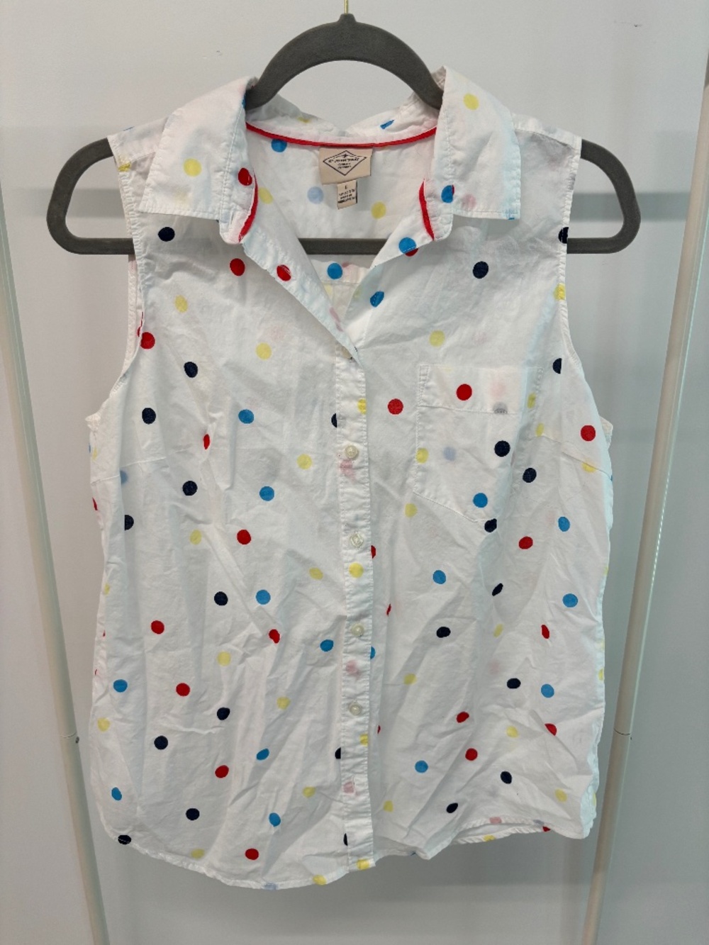 Polka-Dot sleeveless‎ women's shirt - Size L